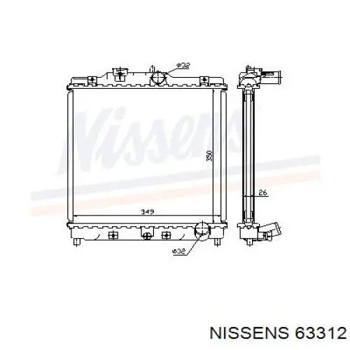 Радіатор охолодження двигуна 63312 Nissens