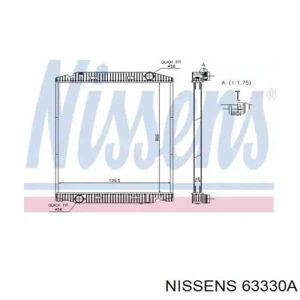 Радіатор основний Nissens 63330A ціна, від 295.36 USD