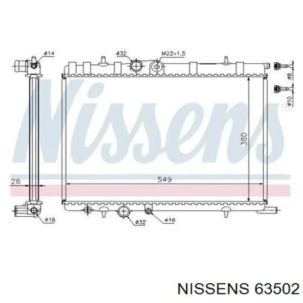 Радіатор основний Nissens 63502 ціна, від 60.60 USD