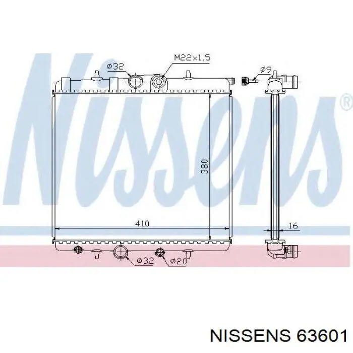 Купити 63601 Nissens Радіатор двигуна