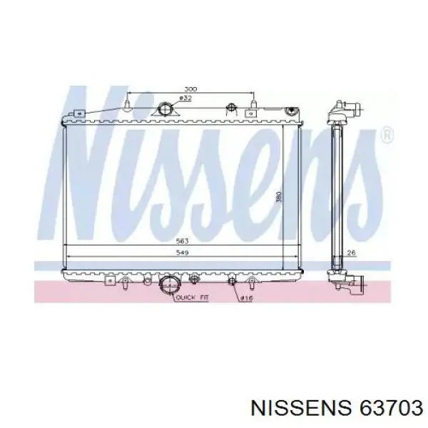 Радіатор основний Nissens 63703 ціна, від 57.28 USD