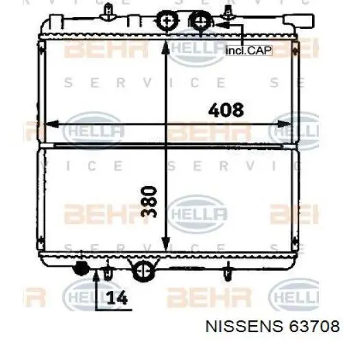 Радіатор основний Nissens 63708 ціна, від 51.40 USD