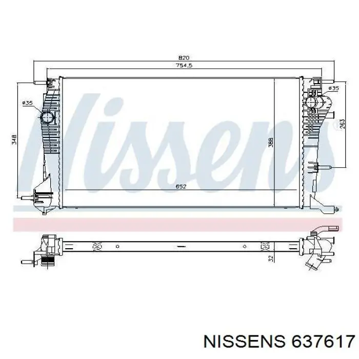 637617 Nissens радіатор охолодження двигуна
