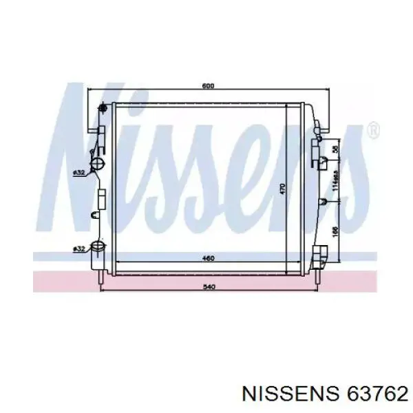 Купити 63762 Nissens Радіатор двигуна