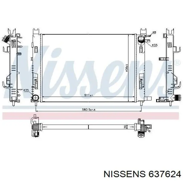 637624 Nissens Радіатор охолодження двигуна