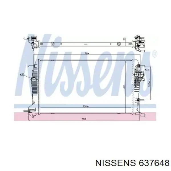 Радіатор охолодження двигуна 637648 Nissens