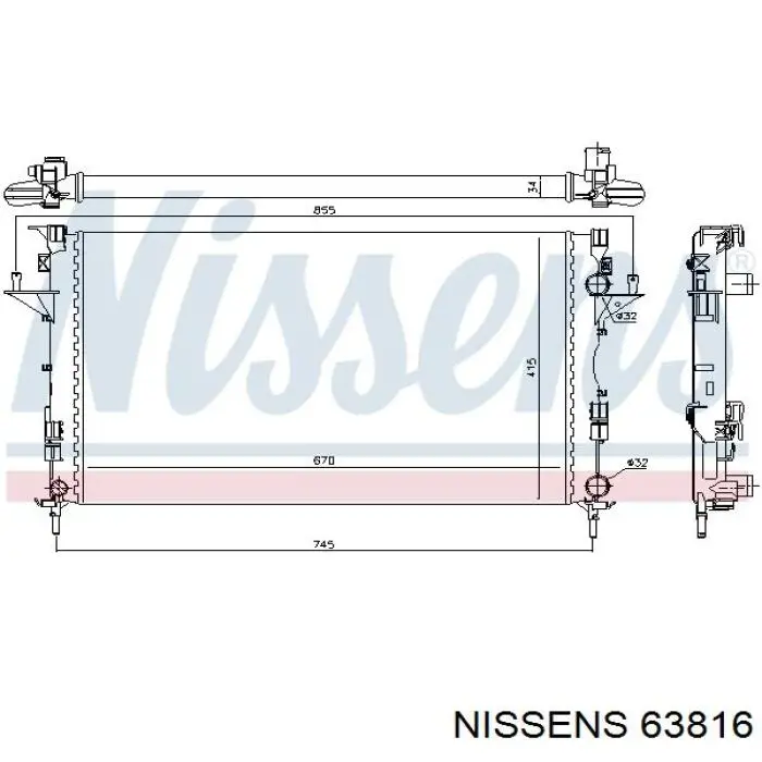 63816 Nissens радіатор охолодження двигуна
