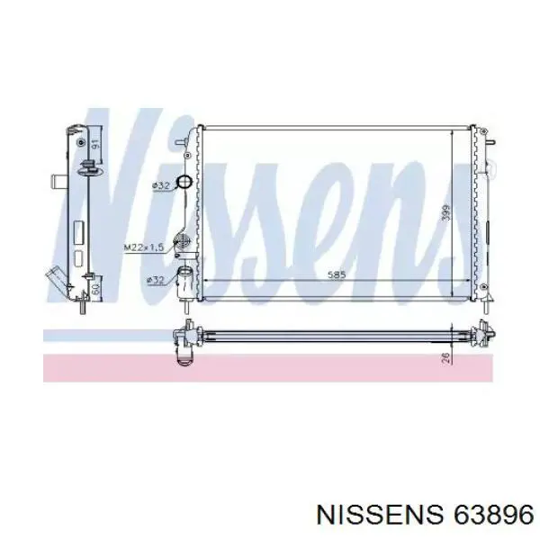 63896 Nissens Радіатор охолодження двигуна