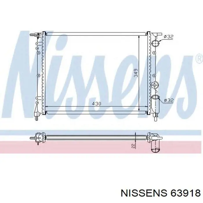 Радіатор охолодження двигуна 63918 Nissens