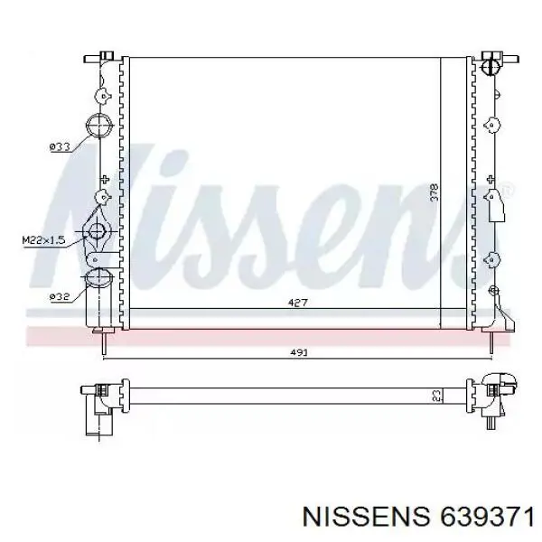 639371 Nissens радіатор охолодження двигуна