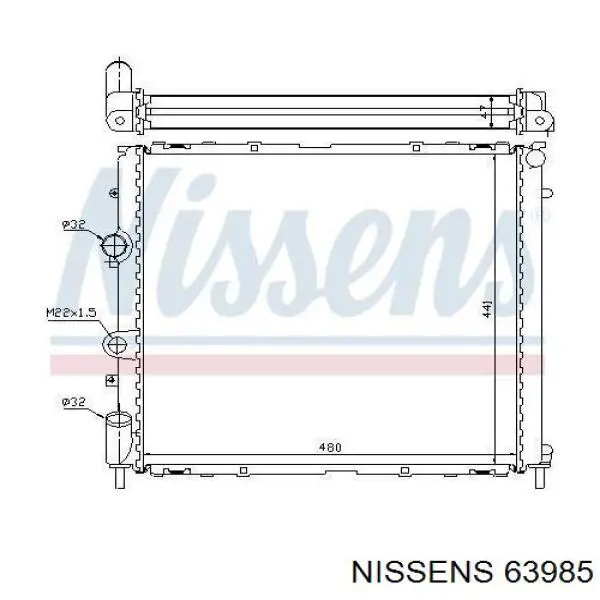 63985 Nissens радіатор охолодження двигуна