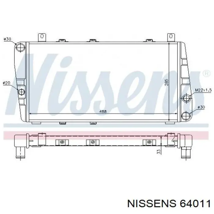 Радіатор основний Nissens 64011 ціна, від 38.29 USD