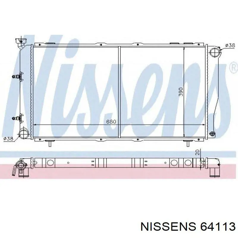 Радіатор охолодження двигуна 64113 Nissens