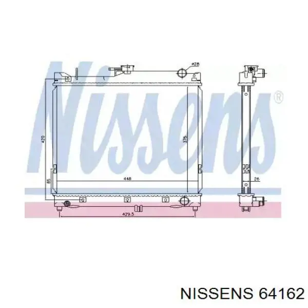 Радіатор основний Nissens 64162 ціна, від 84.88 USD