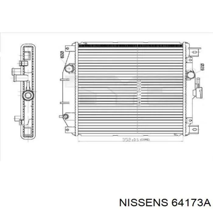 Радіатор основний Nissens 64173A ціна, від 57.11 USD