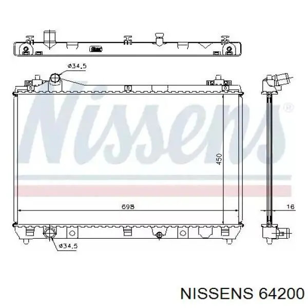 Радіатор охолодження двигуна 64200 Nissens