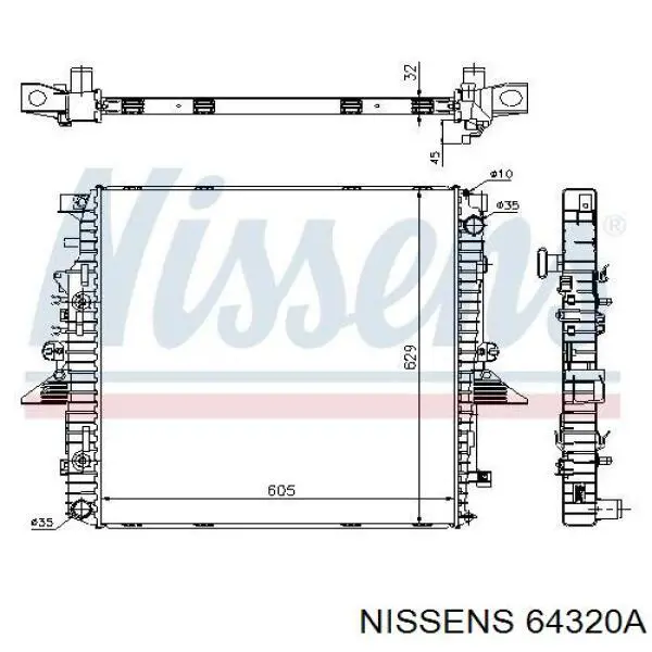 Радіатор основний Nissens 64320A ціна, від 265.92 USD
