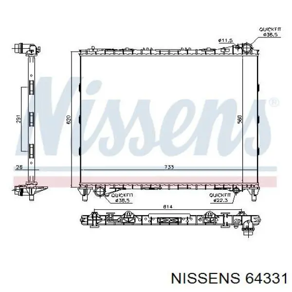 Радіатор охолодження двигуна 64331 Nissens