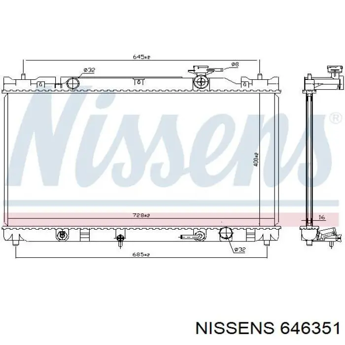 646351 Nissens радіатор охолодження двигуна