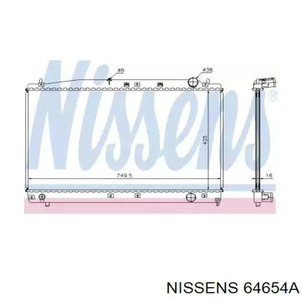 Радіатор основний Nissens 64654A ціна, від 90.26 USD