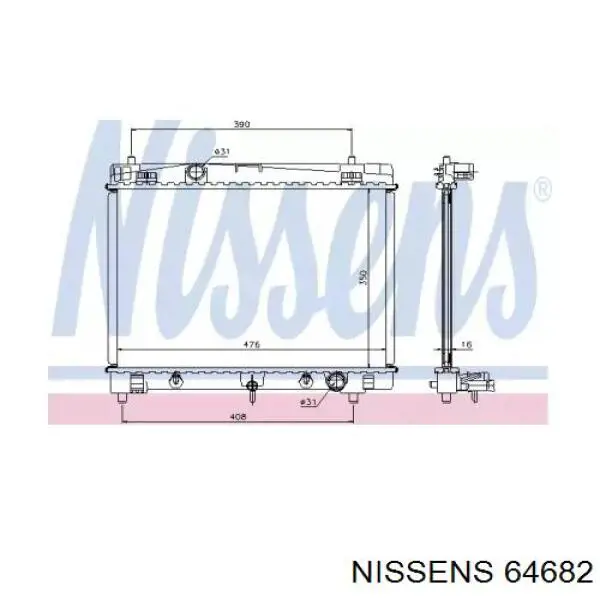 Купити 64682 Nissens Радіатор двигуна