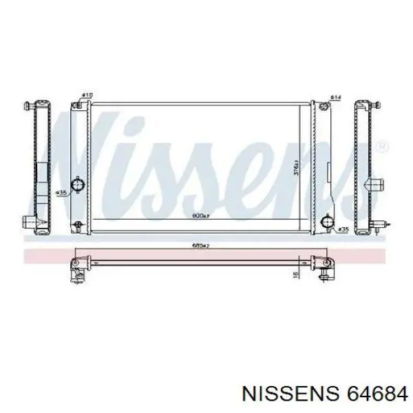 Радіатор основний Nissens 64684 ціна, від 118.37 USD