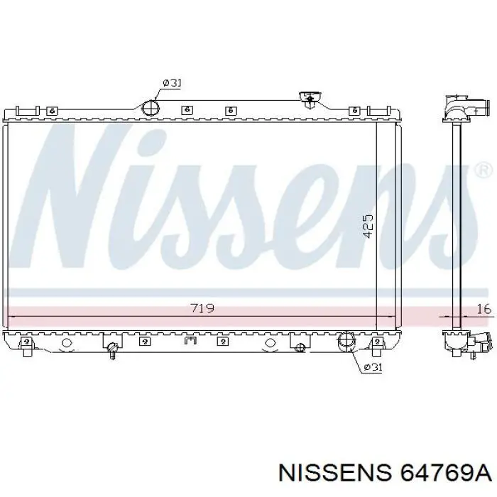 Радіатор охолодження двигуна 64769A Nissens