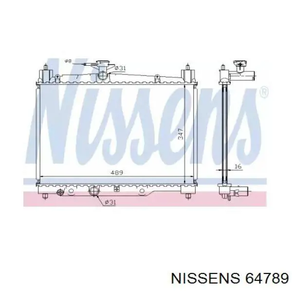 64789 Nissens радіатор охолодження двигуна