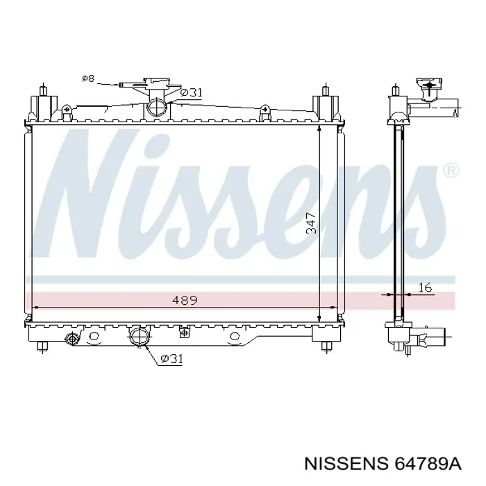 Радіатор основний Nissens 64789A ціна, від 65.06 USD