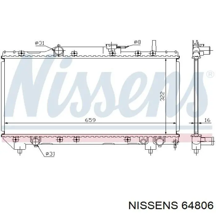 Радіатор основний Nissens 64806 ціна, від 54.13 USD