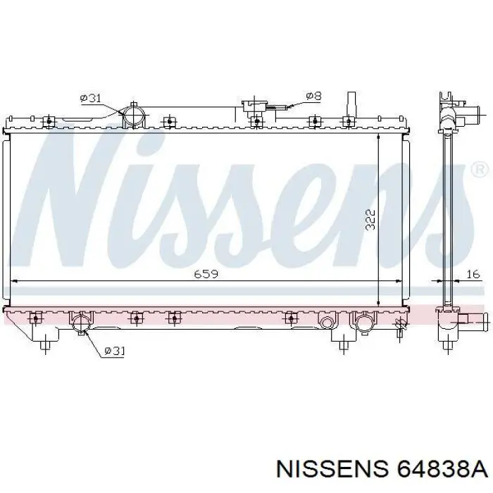 Радіатор охолодження двигуна 64838A Nissens