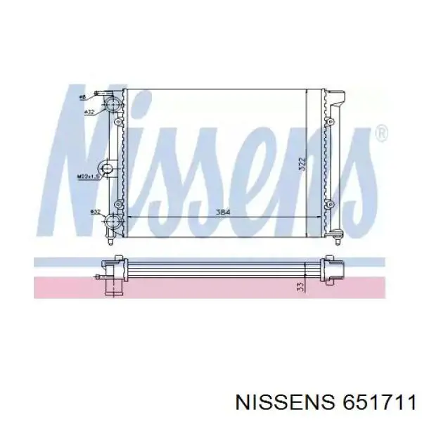 651711 Nissens Радіатор охолодження двигуна