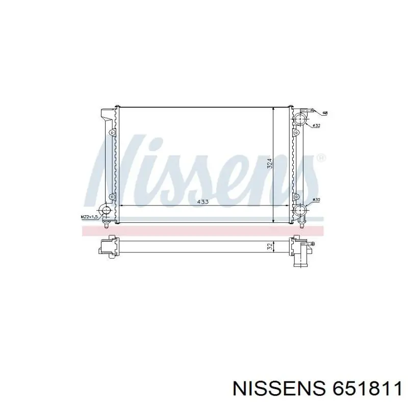 Радіатор охолодження двигуна 651811 Nissens