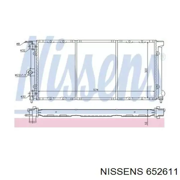 Радіатор охолодження двигуна 652611 Nissens