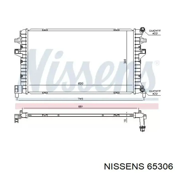 65306 Nissens радіатор охолодження, додатковий