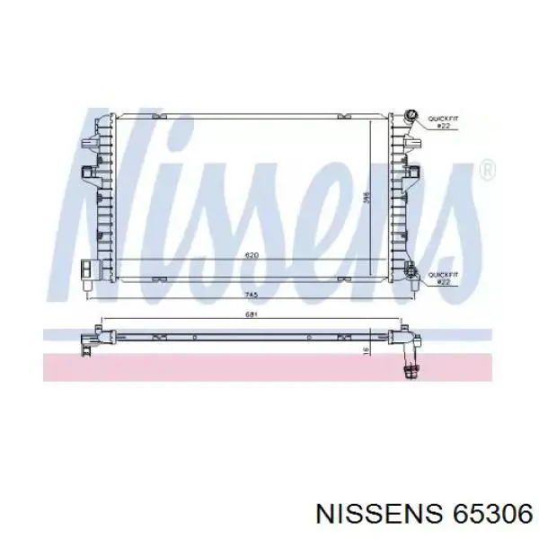 Радіатор охолодження, додатковий Nissens 65306 ціна, від 131.75 USD