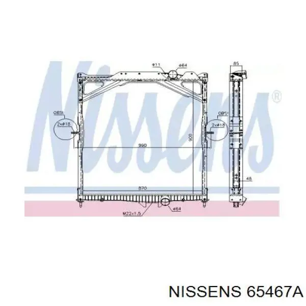 65467A Nissens Радіатор охолодження двигуна
