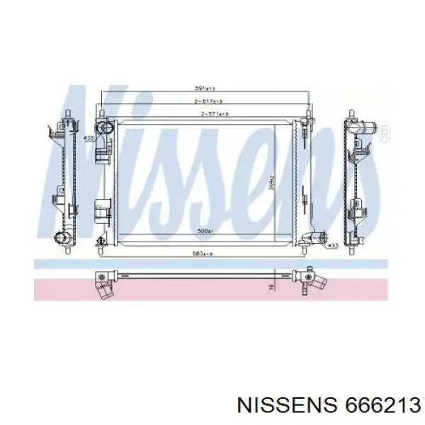Радіатор охолодження двигуна 666213 Nissens