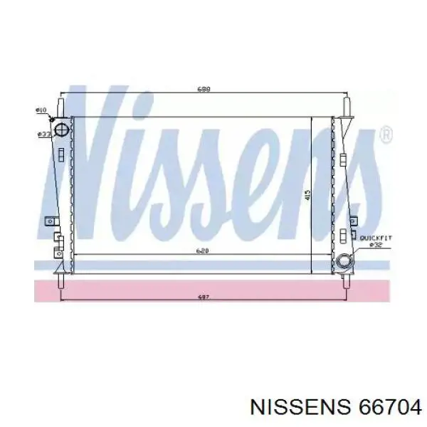 Радіатор охолодження двигуна 66704 Nissens