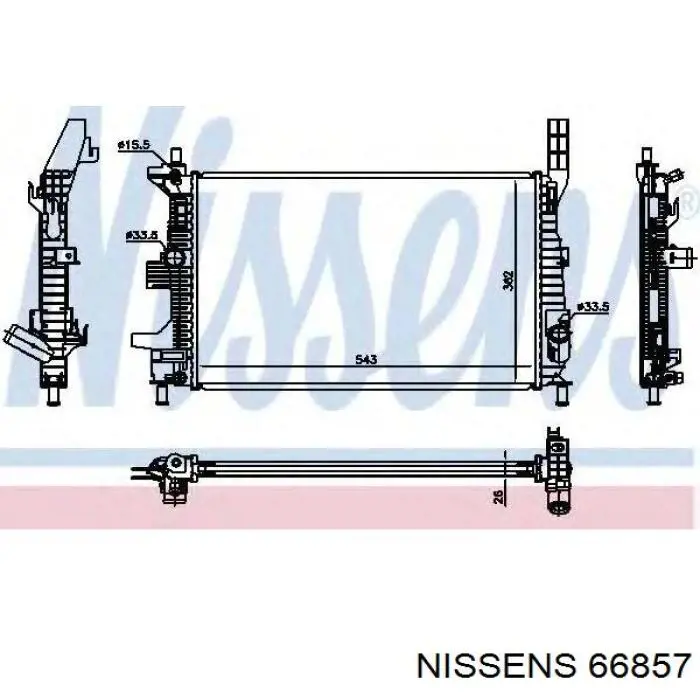 Радіатор основний Nissens 66857 ціна, від 117.31 USD