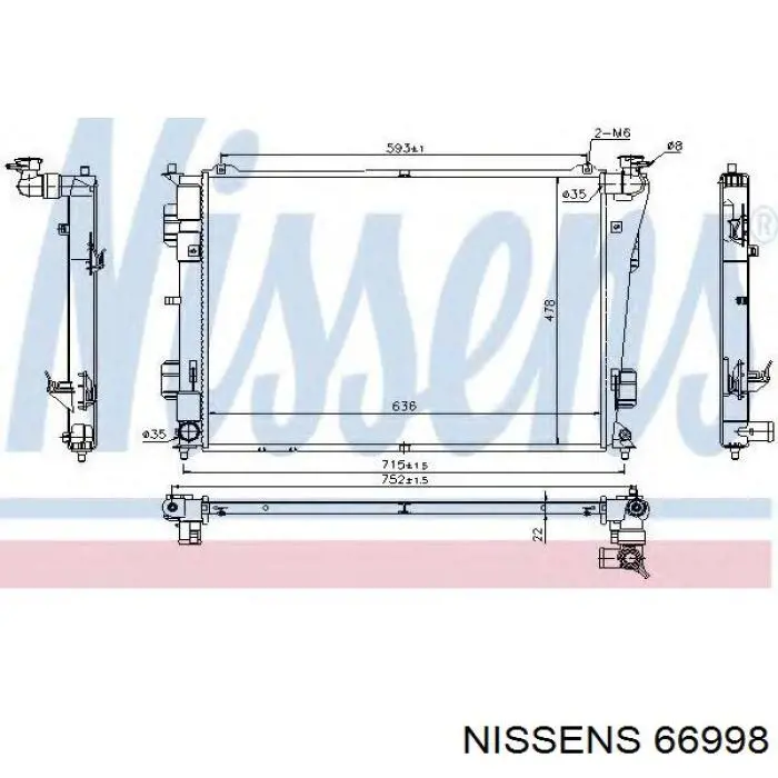 66998 Nissens радіатор охолодження двигуна
