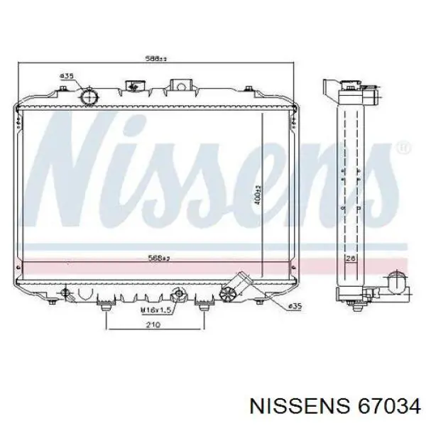 Радіатор охолодження двигуна 67034 Nissens