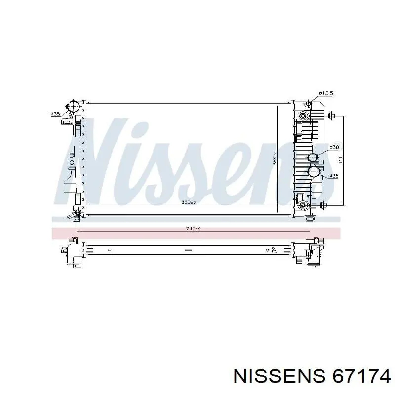 Радіатор основний Nissens 67174 ціна, від 198.60 USD