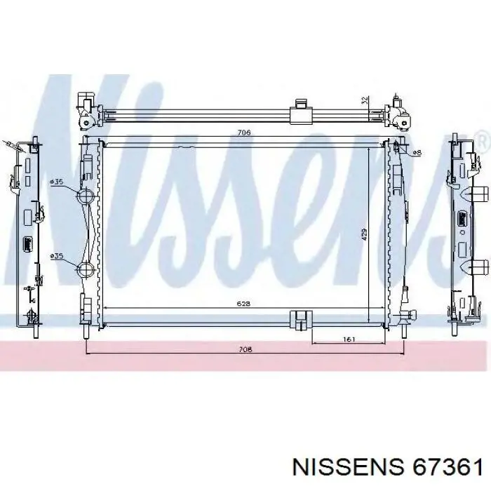 Радіатор охолодження двигуна 67361 Nissens