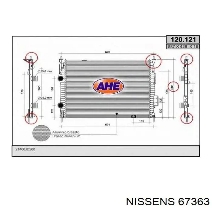 67363 Nissens Радіатор охолодження двигуна