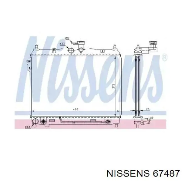 Радіатор охолодження двигуна 67487 Nissens