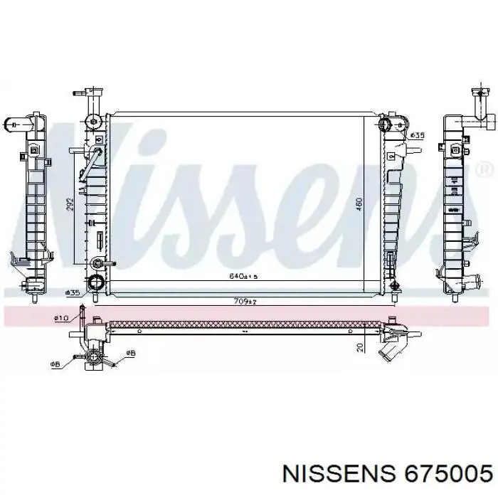 Радіатор охолодження двигуна 675005 Nissens