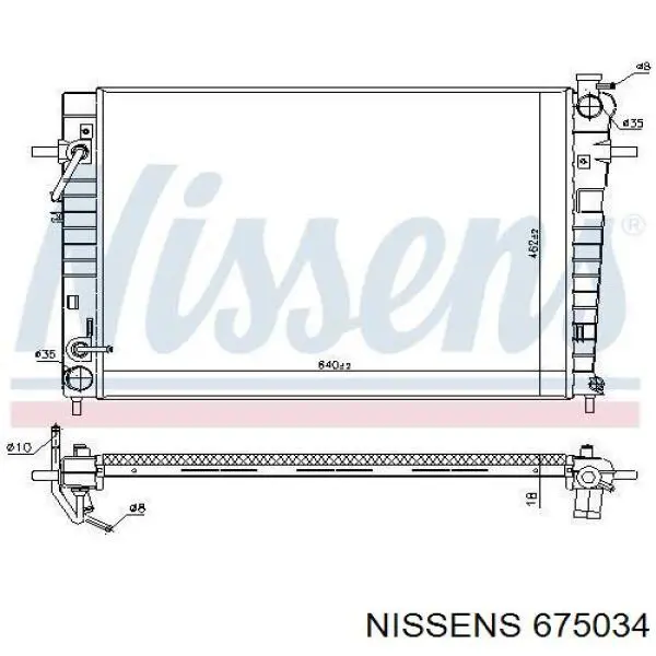 Радіатор охолодження двигуна 675034 Nissens