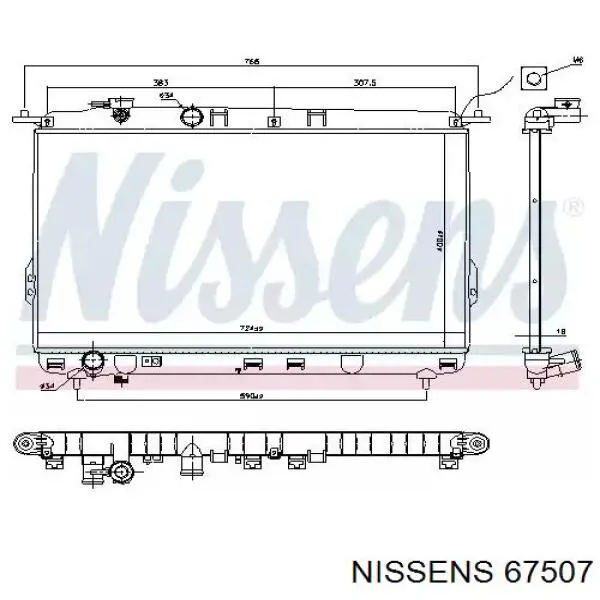 Радіатор основний Nissens 67507 ціна, від 107.92 USD