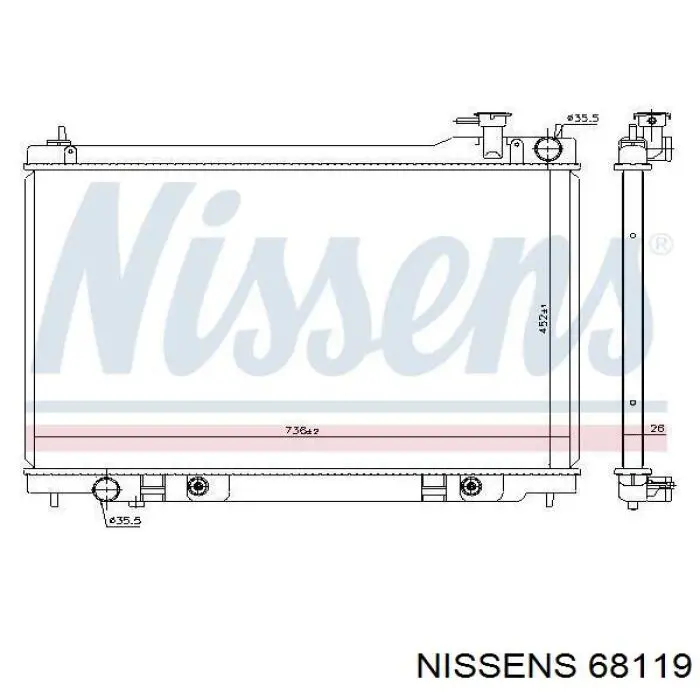 Радіатор основний Nissens 68119 ціна, від 157.14 USD
